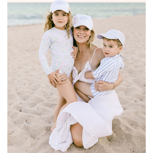 Customizable Seersucker Baseball Hat, Blue - Hats - 6