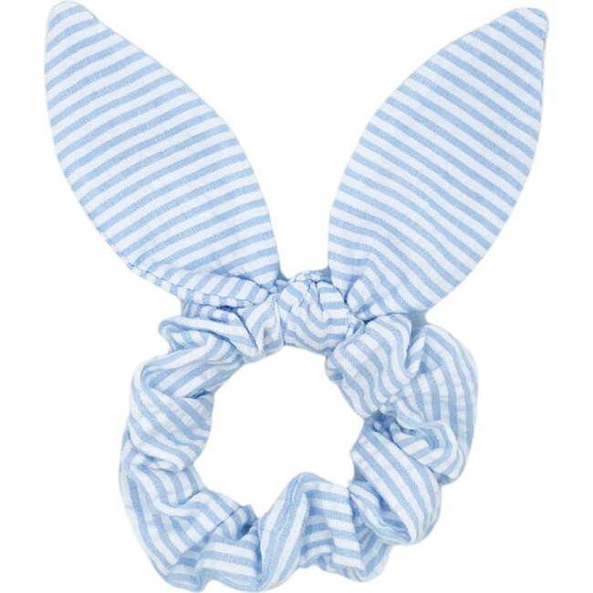 Seersucker Bow Scrunchie, Birdie Blue