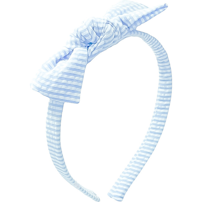 Seersucker Bow Headband, Birdie Blue