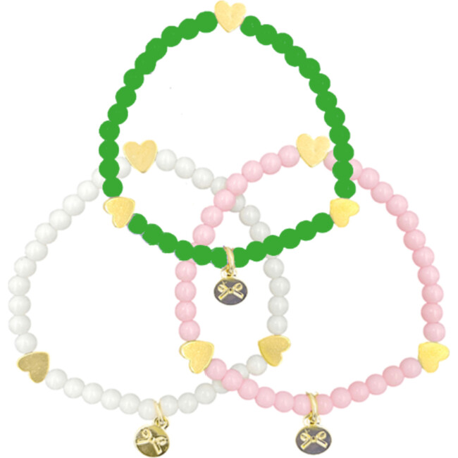 Hearts Bracelet Gift Set, Pink & Green