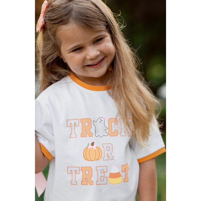 Trick-or-Treat Halloween Bow T-Shirt, White