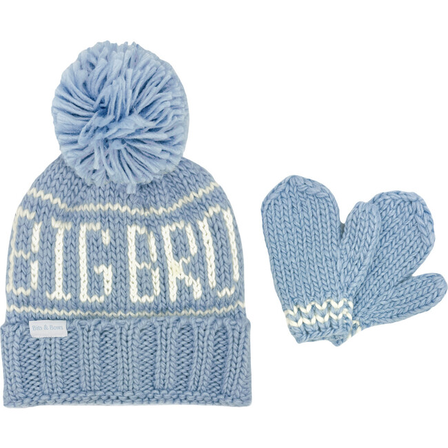 Big Bro Bobble Hat & Mittens Set, Blue