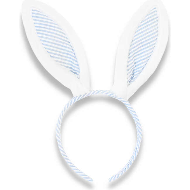 Seersucker Bunny Ears, Blue - Headbands - 1