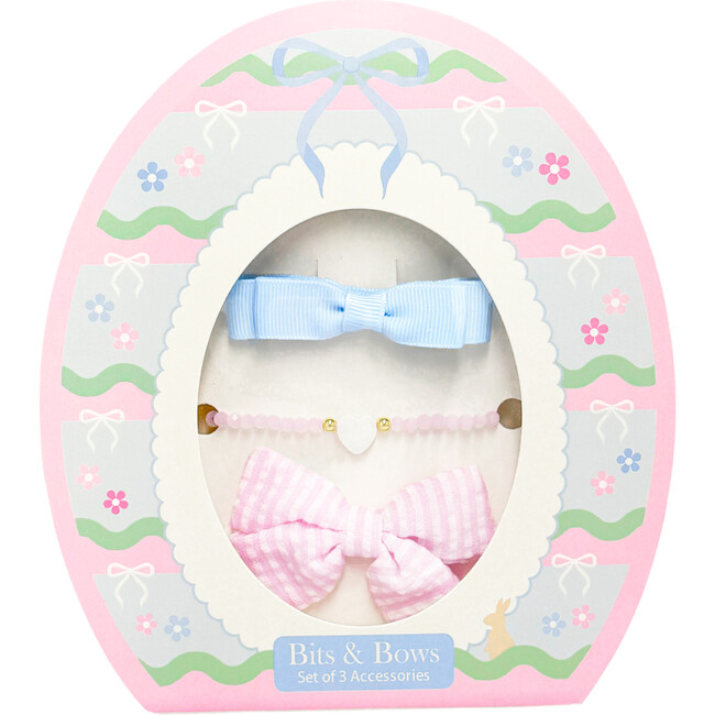 Easter Egg Bows & Bracelet Set, Pink