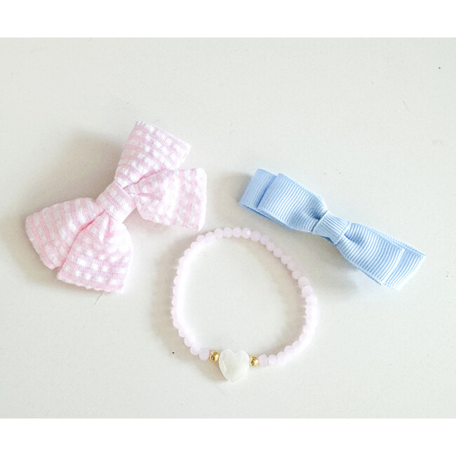 Easter Egg Bows & Bracelet Set, Pink
