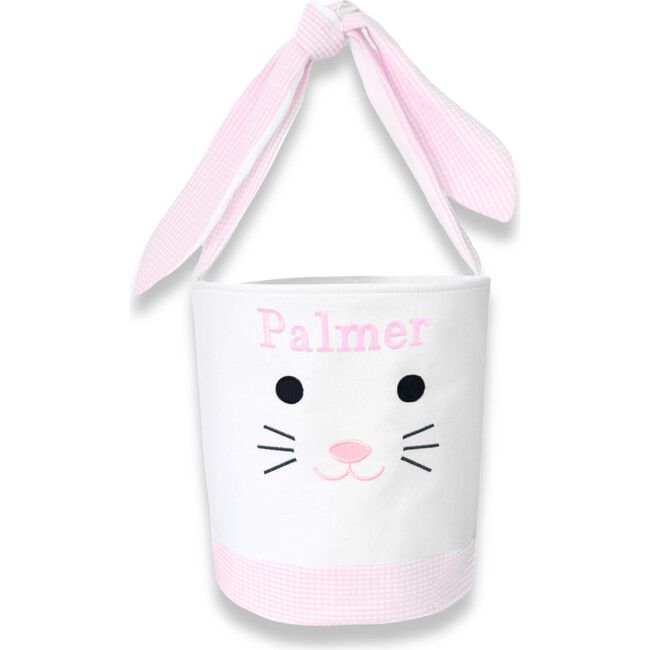 Seersucker Easter Bunny Bucket, Pink - Easter Baskets - 1