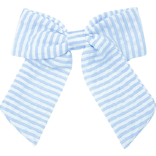 Seersucker Hair Bow, Blue