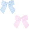 Seersucker Hair Bow, Blue - Bows - 2