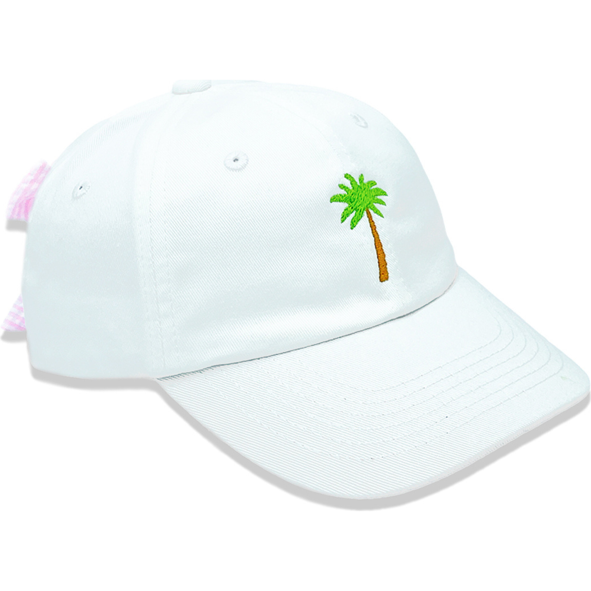 Palm Tree Bow Baseball Hat, White - Hats - 1