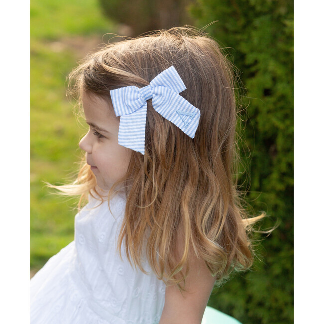 Seersucker Hair Bow, Pink - Bows - 4
