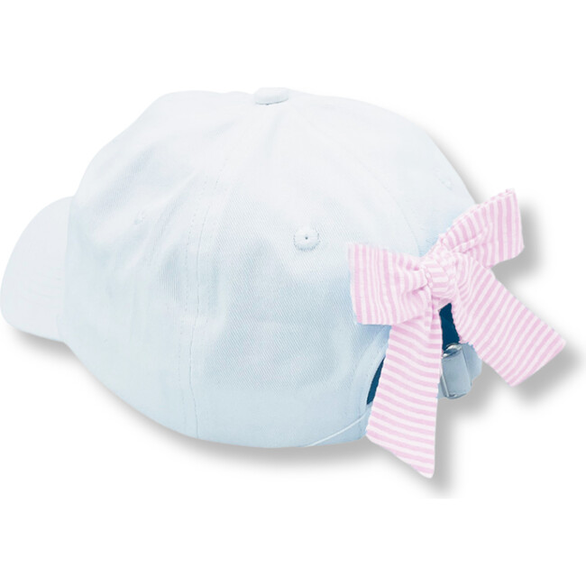 Mama & Mini Bow Baseball Hat Set, White with Pink Bow - Hats - 4