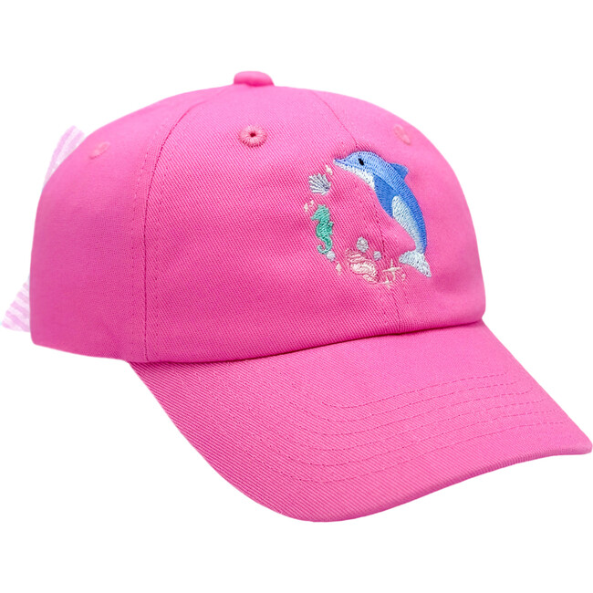 Dolphin Daydream Bow Baseball Hat, Pink