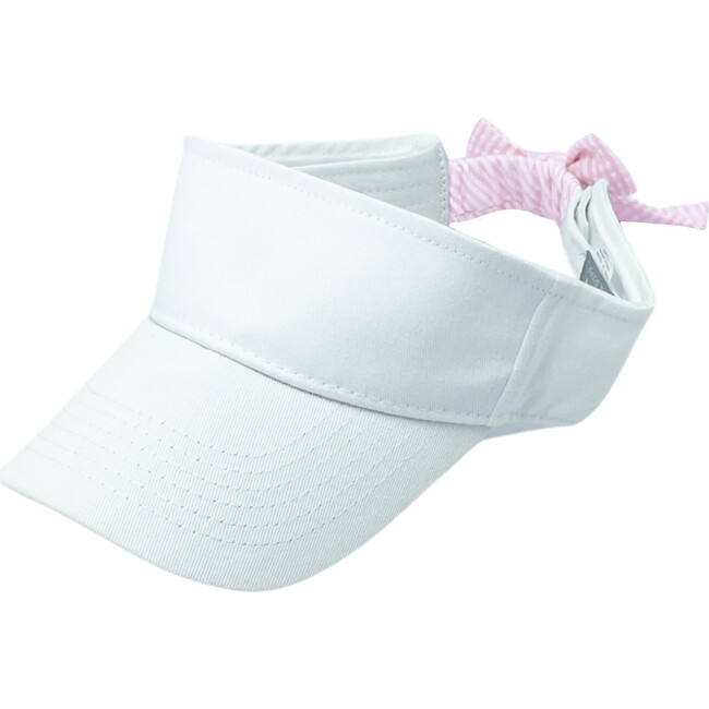 Girls' Customizable Bow Visor, White/Pink - Hats - 6