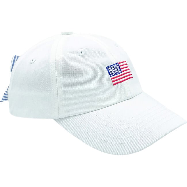 American Flag Bow Baseball Hat, White