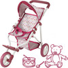 Gotz 3‑Wheel Doll Buggy "Happy Flower" – Compact Flower‑Print Doll Stroller with Sunshade, Soft Handle & Storage Tray – Suitable for Dolls up to 19.5" – Ages 3+ - Doll Accessories - 1 - thumbnail