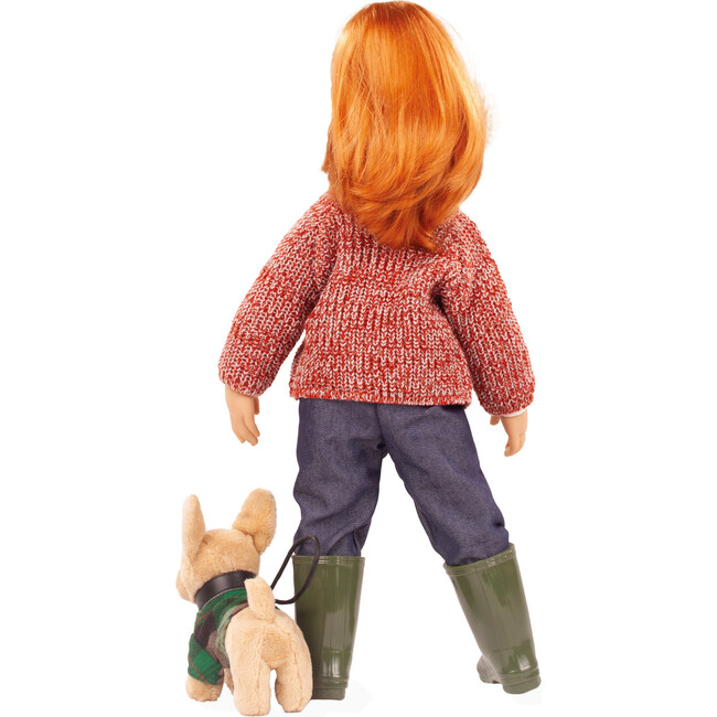 Gotz Hannah & Her Dog – 19.5" Poseable Hard‑Vinyl Standing Doll with Washable Red Hair, Knit Jacket, Jeans, Boots & Plush Dog Set – Ages 3+