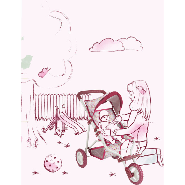 Gotz 3‑Wheel Doll Buggy "Happy Flower" – Compact Flower‑Print Doll Stroller with Sunshade, Soft Handle & Storage Tray – Suitable for Dolls up to 19.5" – Ages 3+ - Doll Accessories - 2
