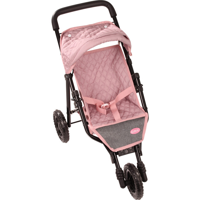 Gotz 3‑Wheel Doll Buggy “Soft Mood” – Compact Grey‑Pink Doll Stroller with Sunshade, Soft Handle & Storage Basket – Fits Dolls up to 19.5" – Ages 3+ - Doll Accessories - 2