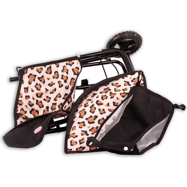 Gotz 3‑Wheel Doll Buggy “Little Tiger” – Compact Tiger‑Print Doll Stroller with Sunshade, Soft Handle & Storage Basket – Suitable for Dolls up to 19.5" – Ages 3+ - Doll Accessories - 2
