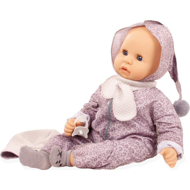 Gotz Cookie “Grey Cats” Baby Doll – 19" Soft‑Body Vinyl Baby with Sleeping Eyes, Leopard‑Print Suit & Cat Blanket – 9‑Piece Care Set for Ages 3+ - Dolls - 4