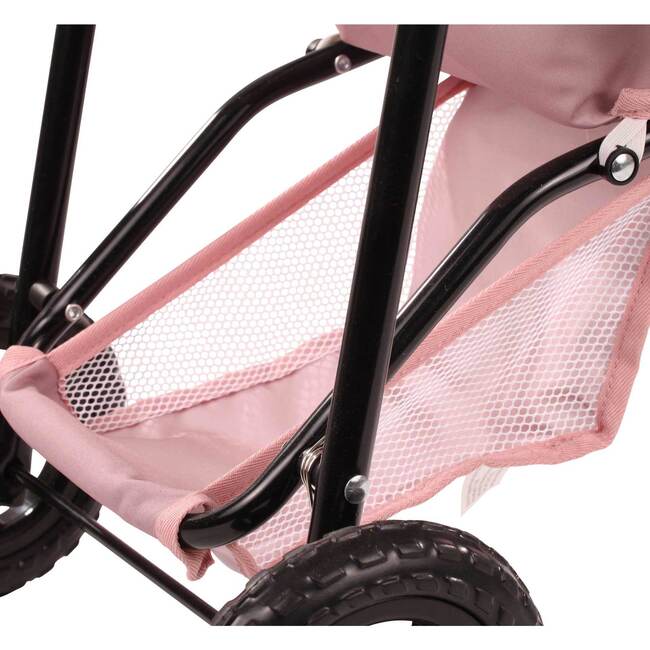 Gotz 3‑Wheel Doll Buggy “Soft Mood” – Compact Grey‑Pink Doll Stroller with Sunshade, Soft Handle & Storage Basket – Fits Dolls up to 19.5" – Ages 3+ - Doll Accessories - 6
