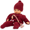 Gotz Muffin Baby “Jubilee” 13" Soft‑Body Baby Doll with Brown Sleeping Eyes, Bordeaux Red Knit Romper, Hat & Pacifier – Anniversary Edition for Ages 18 Months+ - Dolls - 2