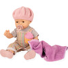 Gotz Maxy Aquini “Baby Beach Vibes” 16.5" All-Vinyl Bathing Baby Doll with Brown Sleeping Eyes, Striped Dress, Sun Hat, Towel & Ice‑Cream Water Toy – Ages 3+ - Dolls - 4