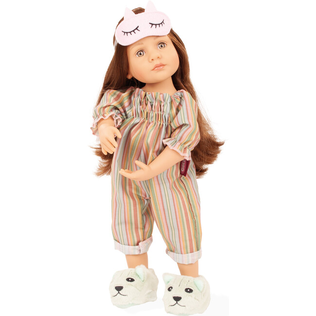 Gotz Little Kidz “Grete PJ Party” 14" Multi‑Jointed Standing Doll with Sleeping Bag, Plush Cat, Suit, Slippers & Sleep Mask – Ages 3+ - Dolls - 4