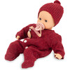 Gotz Muffin Baby “Jubilee” 13" Soft‑Body Baby Doll with Brown Sleeping Eyes, Bordeaux Red Knit Romper, Hat & Pacifier – Anniversary Edition for Ages 18 Months+ - Dolls - 4