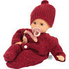 Gotz Muffin Baby “Jubilee” 13" Soft‑Body Baby Doll with Brown Sleeping Eyes, Bordeaux Red Knit Romper, Hat & Pacifier – Anniversary Edition for Ages 18 Months+ - Dolls - 6