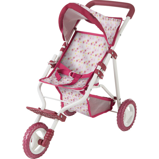 Gotz 3‑Wheel Doll Buggy "Happy Flower" – Compact Flower‑Print Doll Stroller with Sunshade, Soft Handle & Storage Tray – Suitable for Dolls up to 19.5" – Ages 3+ - Doll Accessories - 6
