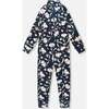 Two-Piece Thermal Underwear Set, Navy Flower Print - Underwear - 1 - thumbnail