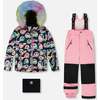 Two-Piece Play Snowsuit with Printed Jacket, Pink - Snowsuits - 1 - thumbnail