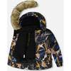 Two-Piece Play Snowsuit with Printed Dinosaurs Jacket Brown, Brown Sugar - Snowsuits - 2 - thumbnail