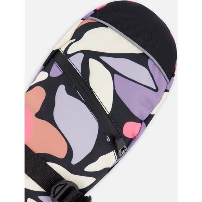 Winter Mittens Teknik, Black Retro Flower Print - Gloves - 4