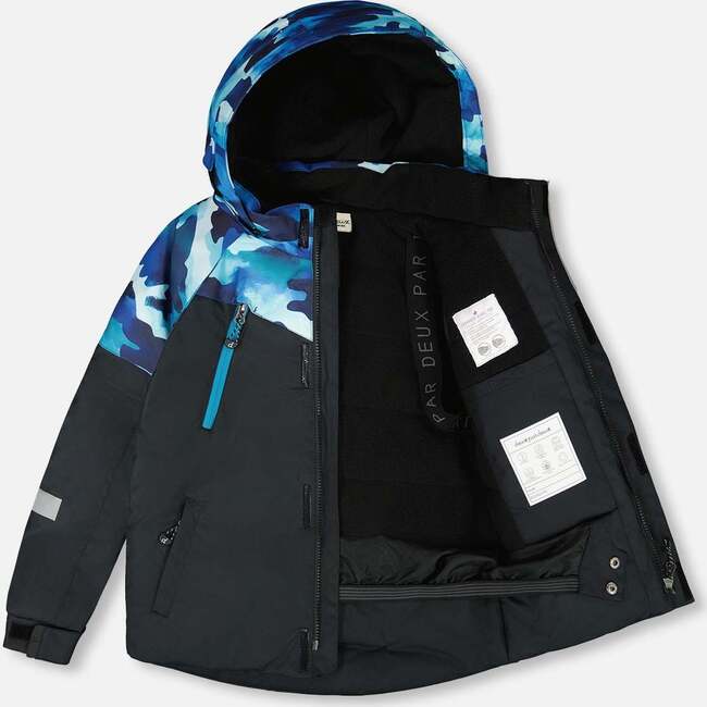 Two-Piece Play Snowsuit, Teal Blue Camouflage - Snowsuits - 2