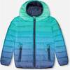 Quilted Mid-Season Jacket Green and Blue Gradient, Green & Blue Gradient - Jackets - 1 - thumbnail