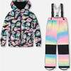 Two-Piece Chill Outerwear Set with Light Insulation, Rainbow Gradient - Snowsuits - 1 - thumbnail