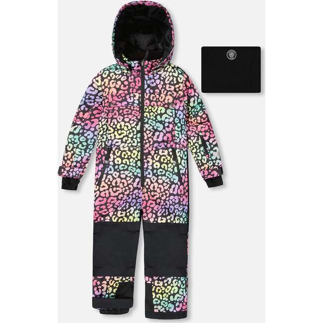 One-Piece Teknik Snowsuit, Rainbow Leopard