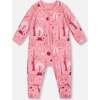 One-Piece Organic Cotton Pajama, Pink Forest - Pajamas - 1 - thumbnail