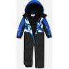 One-Piece Play Snowsuit with Print and Colorblocking, Black - Snowsuits - 3
