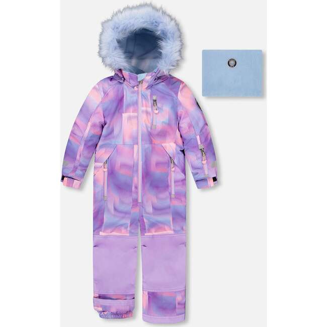 One-Piece Play Snowsuit, Purple Geo