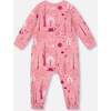 One-Piece Organic Cotton Pajama, Pink Forest - Pajamas - 2