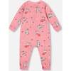 One-Piece Organic Cotton Pajama, Pink Cat Print - Pajamas - 2