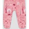 One-Piece Organic Cotton Pajama, Pink Forest - Pajamas - 3