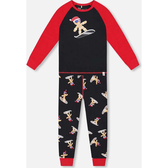 Two-Piece Organic Cotton Pajama Set, Black Cookie Print