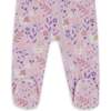 One-Piece Organic Cotton Pajama, Lilac Cat Print - Pajamas - 3