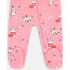 One-Piece Organic Cotton Pajama, Pink Cat Print - Pajamas - 3