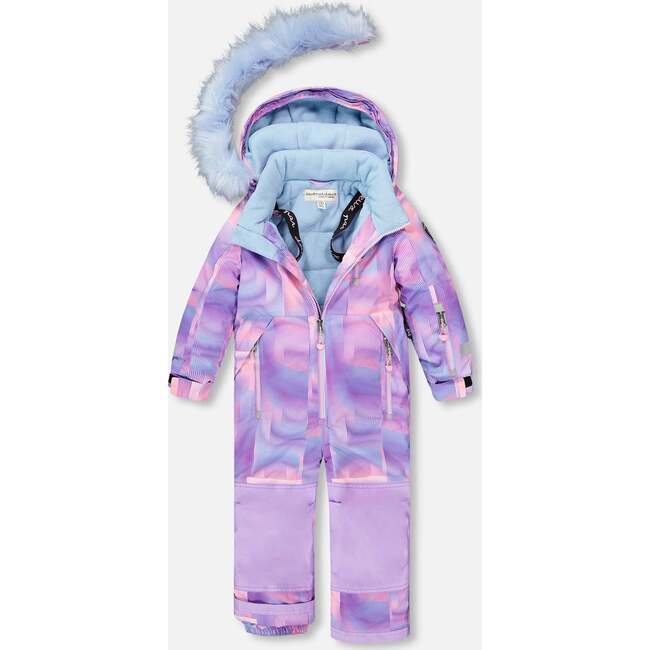 One-Piece Play Snowsuit, Purple Geo - Snowsuits - 3