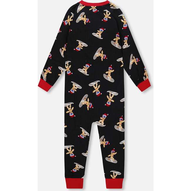 Organic Cotton Interlock One-Piece Pajama, Black Cookie Print - Pajamas - 3